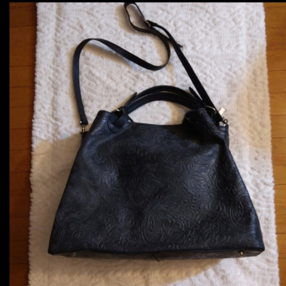 Isadora Italy ♣️Embossed Leather Tote Shoulderbag Crossbody ♣️ - Picture 2 of 15